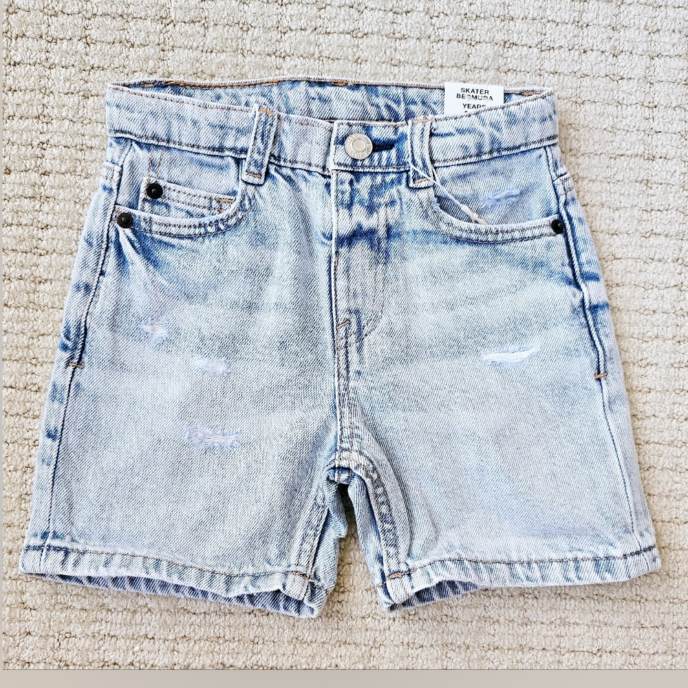 ZARA Kids Light Blue Denim Skater Bermuda Shorts